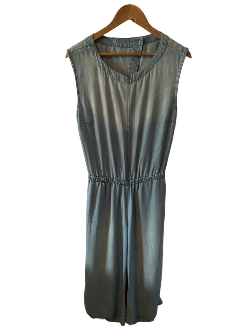 Cloth & Stone Chambray Denim Romper S Crossover Open Back Wide Leg Jumpsuit